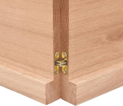 Light Brown Solid Wood Table Top 140 x 50 x (2-4) cm, Treated with Live Edge, Perfect for Kitchen Dining, Desk Surface, Replacement Tabletop, Versatile Use