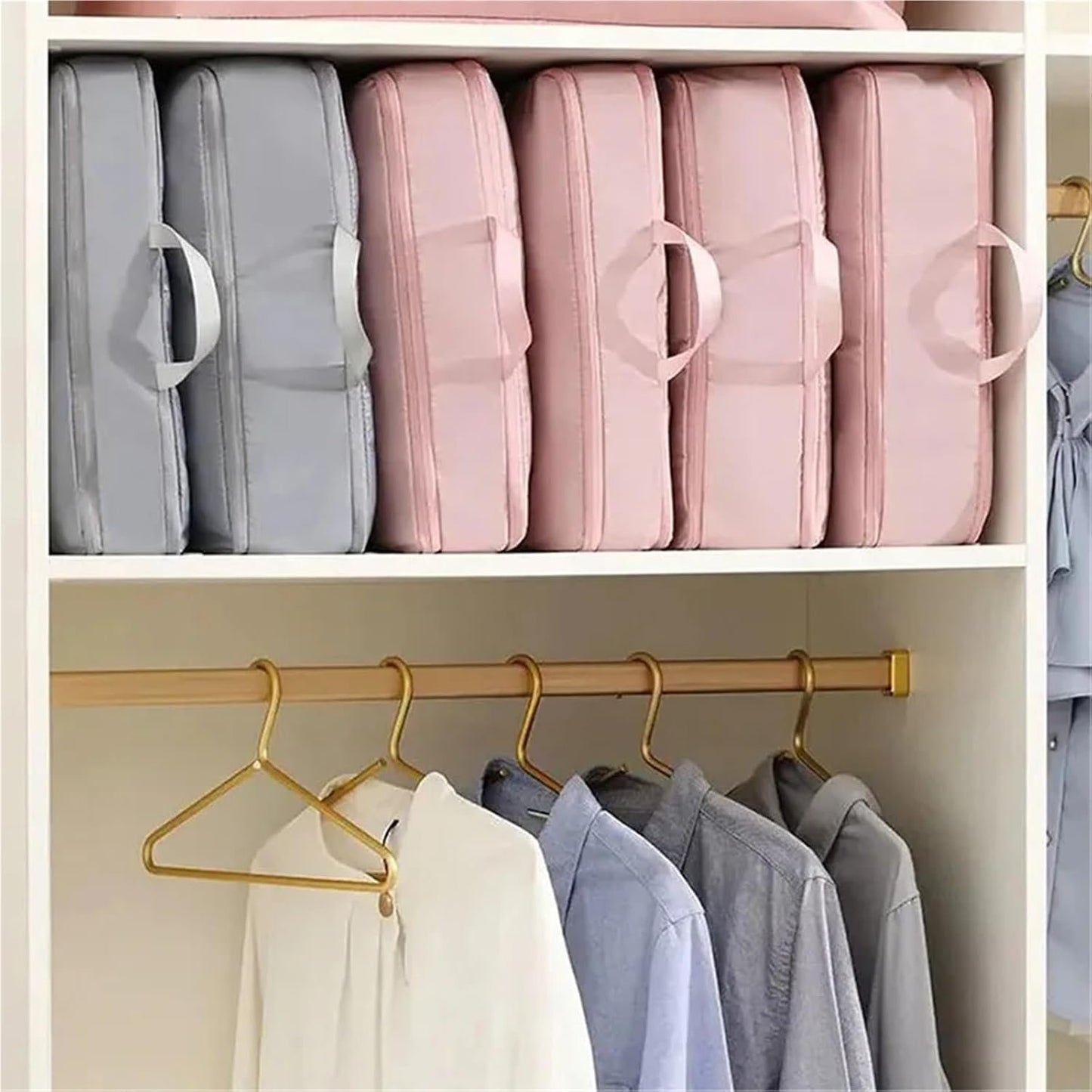 Baskets for closet organization Large Travel Compression Packing Box Portable Luggage Clothes Storage Bag Waterproof Drawer Bag(Blue,M36x26x10cm)