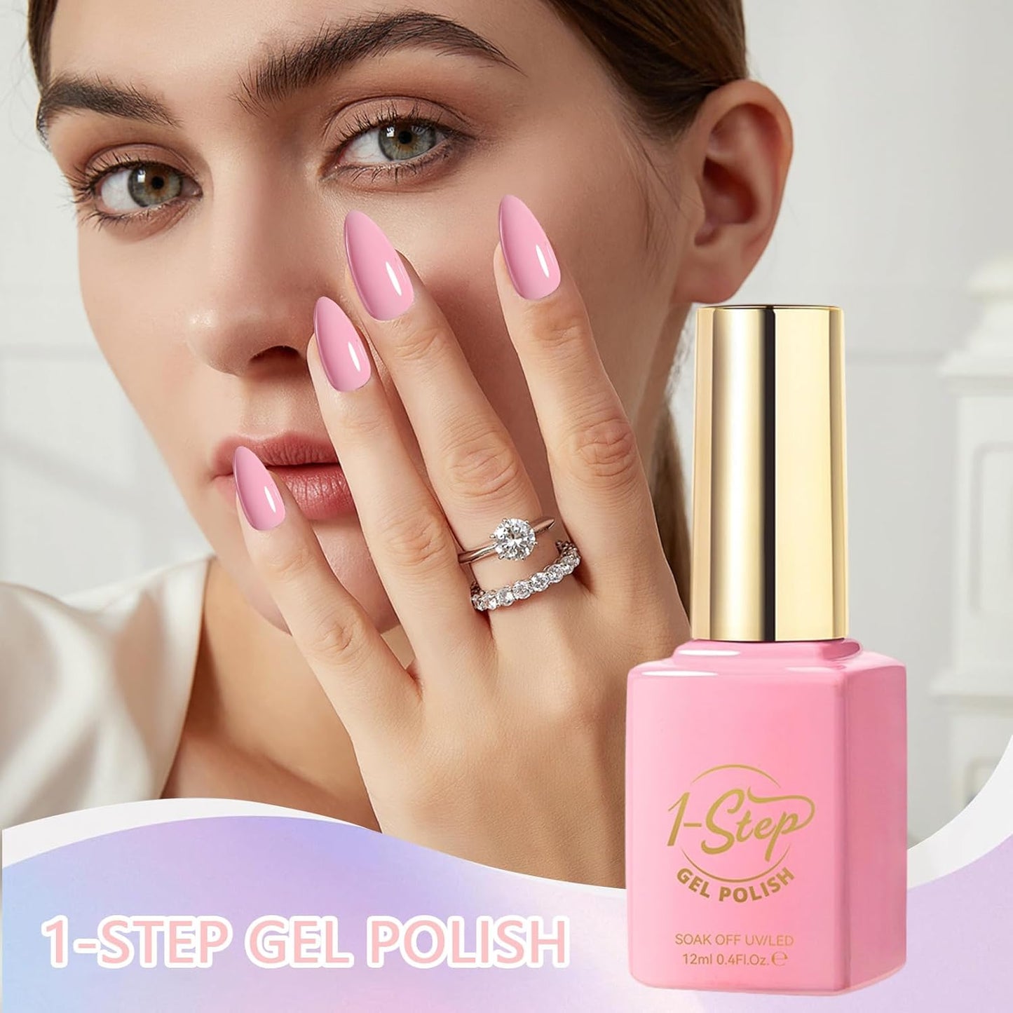 Nails Polish Gel, 12ml Nude Top and Base Coat Nail Polish, Fast Drying Glossy Finish, Led Uv Lamp Compatible for Daily Use, Home Manicure, Girls Beauty Care, 1.38 Inches