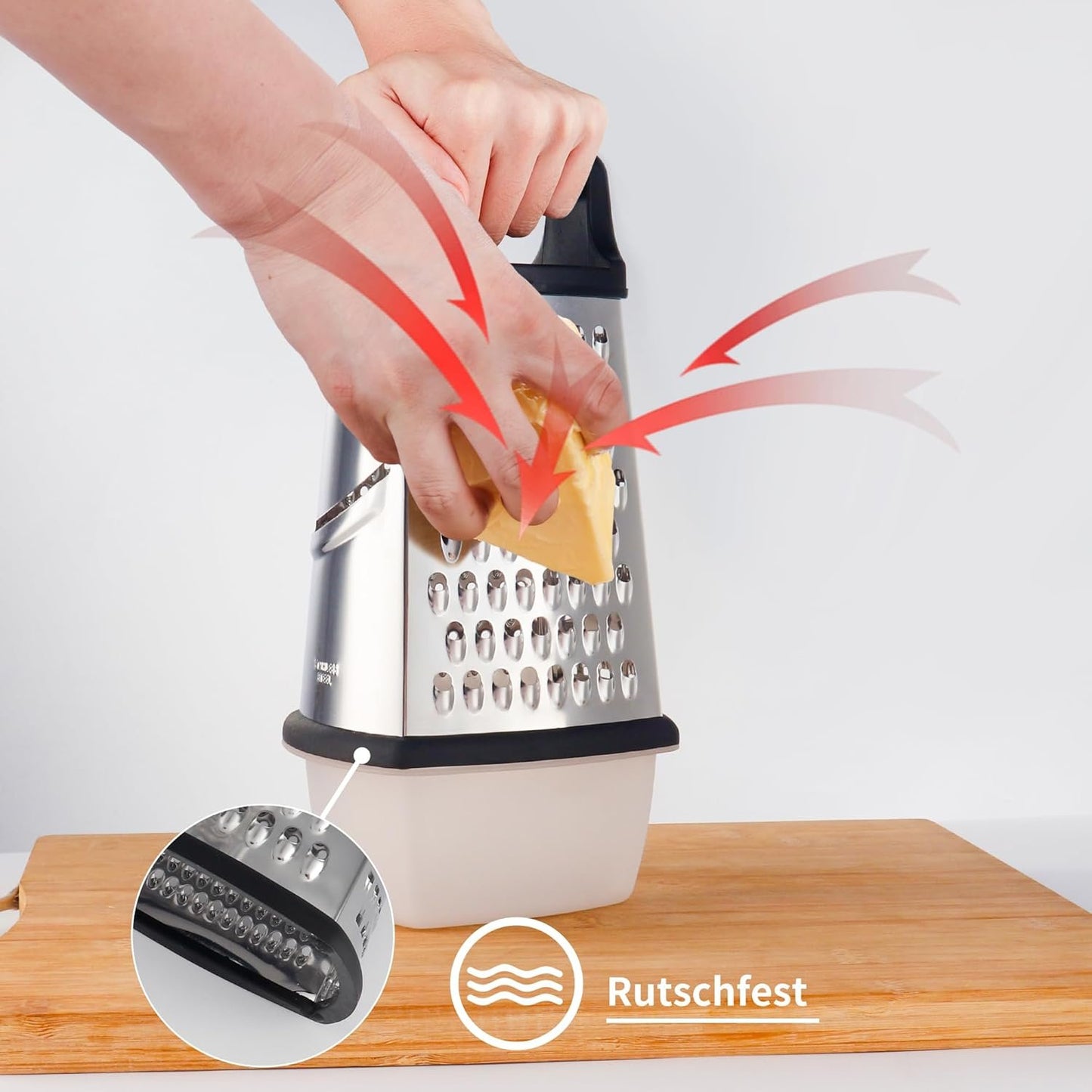 YC Kitchen Cheese Grater, Stainless Steel Grater, Vegetable Grater, 4 Sides Square Grater and Kitchen Grater, Practical Kitchen Gadgets (Extra Large Box)