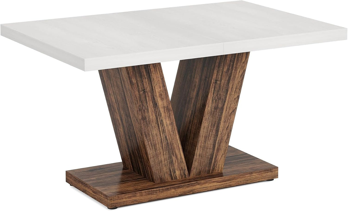 Tribesigns 47-Inch Dining Table for 4, White Kitchen Dinner Table with Heavy Duty Pedestal, Farmhouse Wooden Eating Table for Home, Dining Room, Small Space