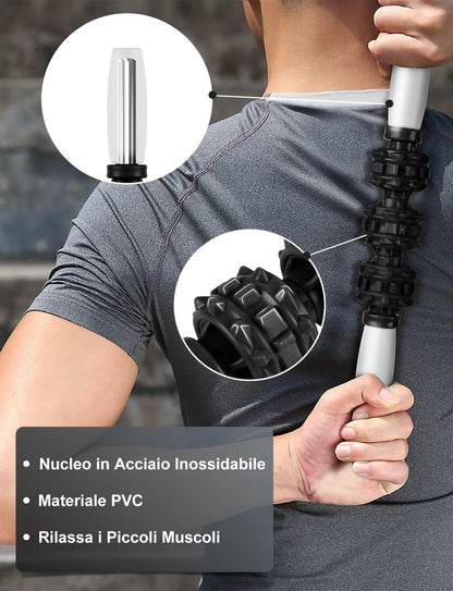 Glymnis Foam Roller Kit 4 in 1, Includes 1 x Muscle Massage Roller 1 x Massage Stick and 2 x Massage Ball for Deep Tissue Muscle Recovery, Myofascial Release, Yoga