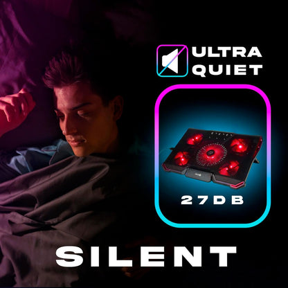 KLIM Cyclone Laptop Cooling Pad - New - 5 Fans Cooler - No More Overheating - Increases PC Performance and Life Expectancy - Ventilated Support for Laptop PS5 and PS4 - Red