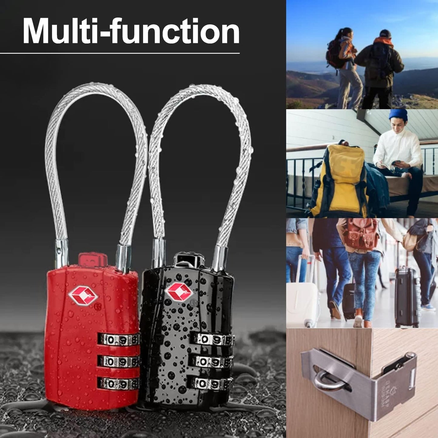 TSA Approved Luggage Combination Locks,T Tersely 2 Pack Travel Suitcase Lock with Zinc Alloy Body Resettable Password Code Padlock for Toolbox, Bag, Backpack, Suit Case, Lockers, Gym, Bike