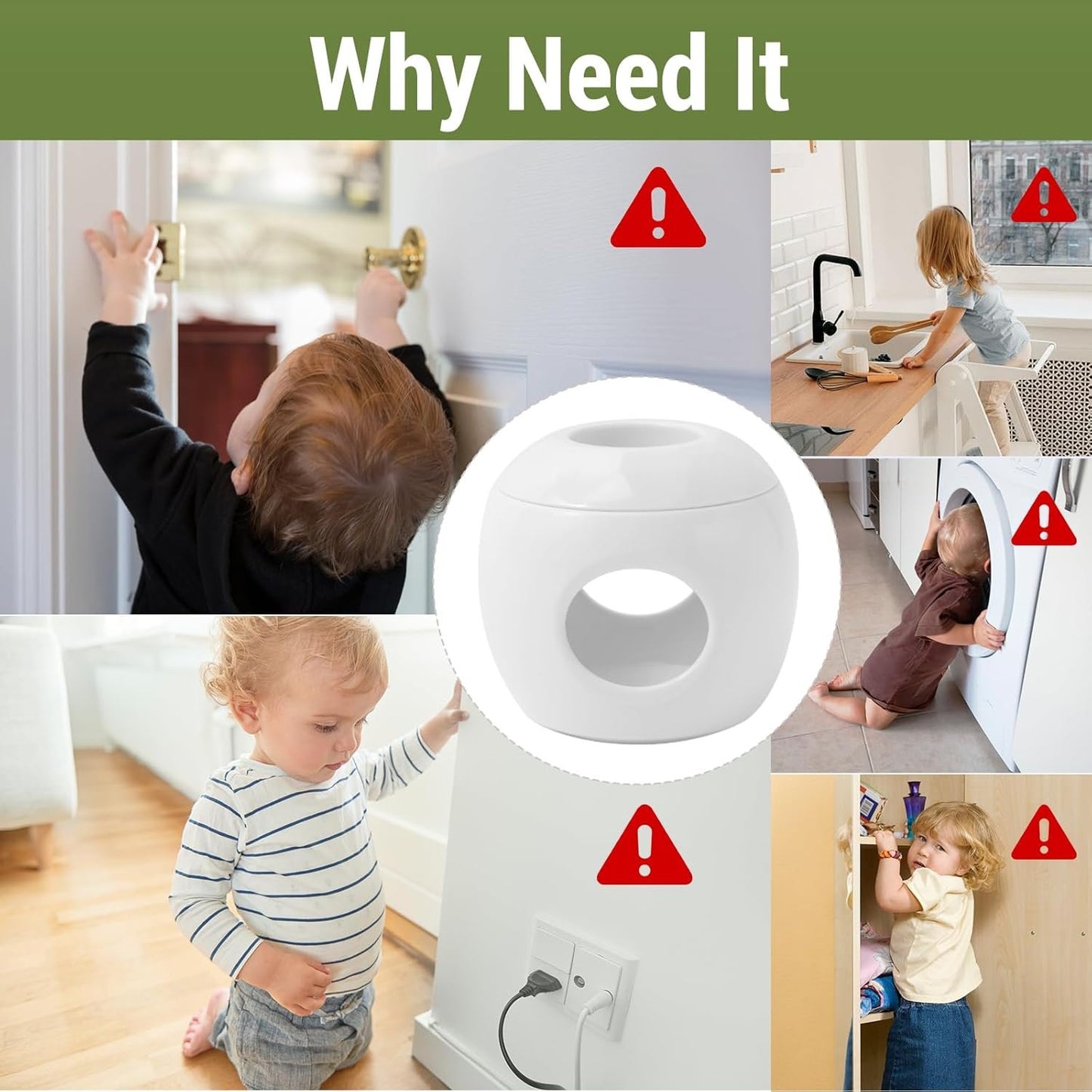 GCRQ Child Safety Door Knob Covers 4 Pack Reusable Baby Proof Door Knob Locks Baby Proof Door Handle Protector for Kids Universal Fit Easy Grip Lockable Design No Tools Needed