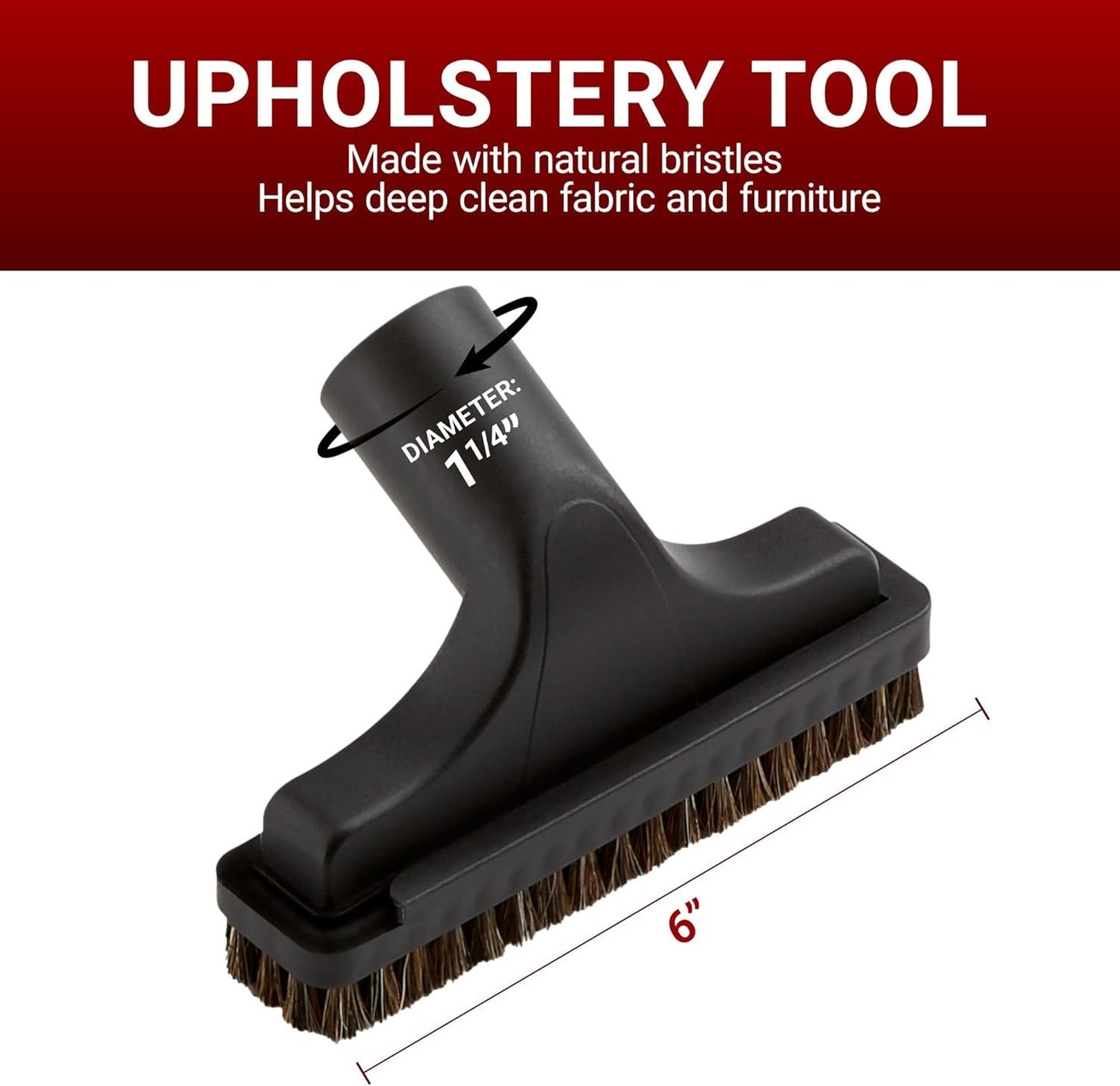 Broan-NuTone by Drainvac CT160G Upholstery Brush for Furniture – Central Vacuum Accessories, Natural Bristles for Deep Cleaning, Durable Build, Compatible with Most Wands
