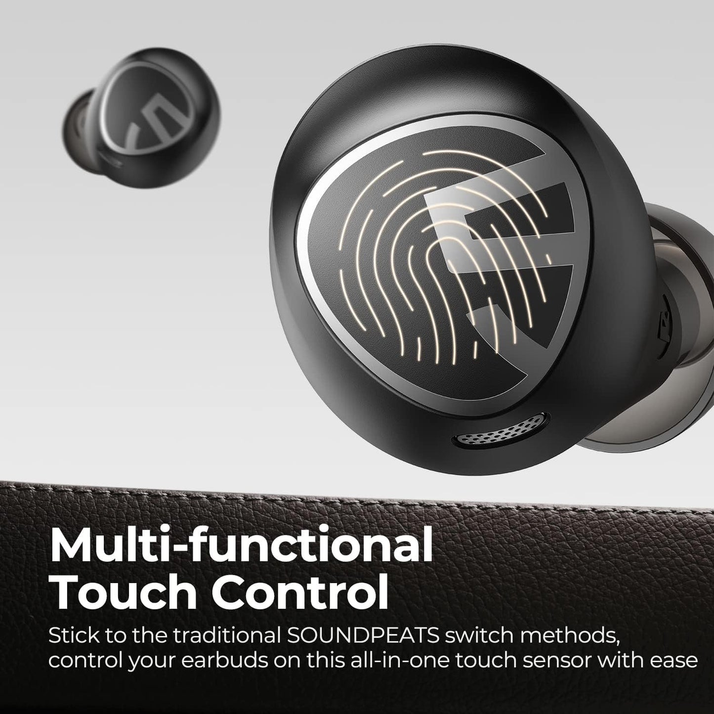 SoundPEATS Free2 Classic Wireless Earbuds Bluetooth V5.1 Headphones with 30Hrs Playtime in-Ear Wireless Earphones, Built-in Mic for Clear Calls, Touch Control, Single/Twin Mode (Black)