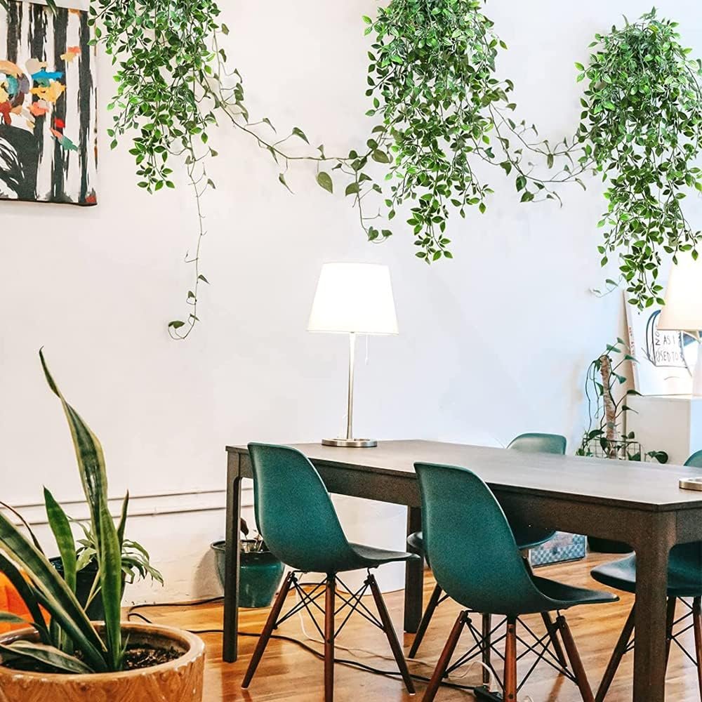 3 Pack Artificial Hanging Plants Potted Greenery Decor Fake Ivy Plant Vine Plastic Plant for Office Farmhouse Home Indoor Outdoor Decor Wall House Room Decoration Wall Wedding Party Home Garden