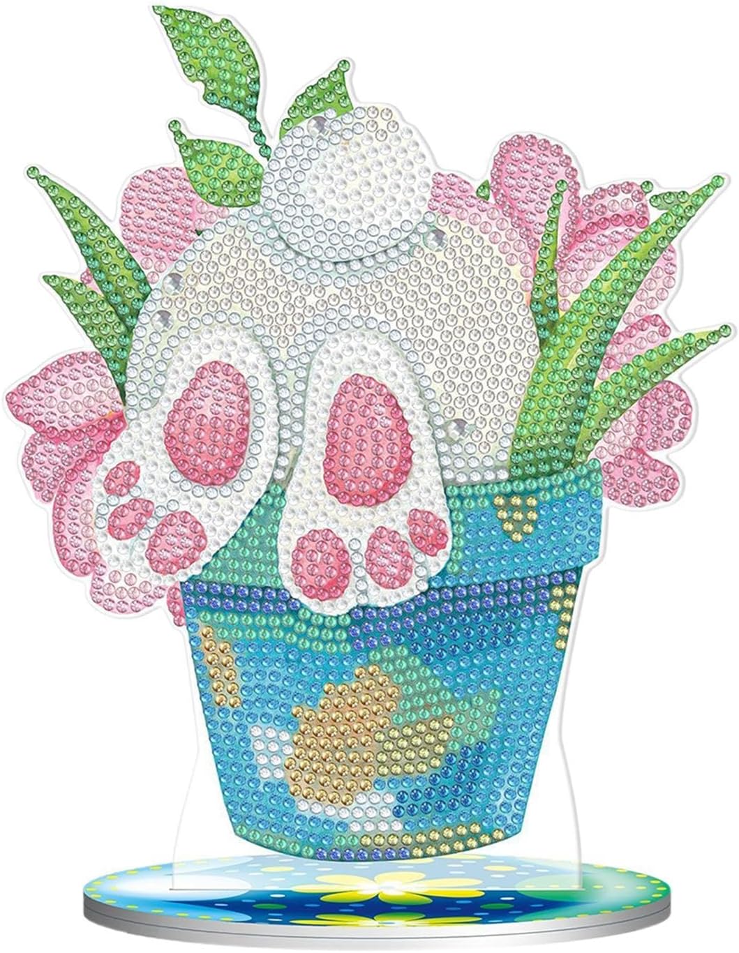 Tabletop Rhinestone Art Easter Decor, Desktop Bunny Eggs Rhinestone Painting, Easter Spring Holiday Scene Props, Seasonal Decoration Gem Art for Dining Room, Sparkling Holiday Centerpiece, Holiday