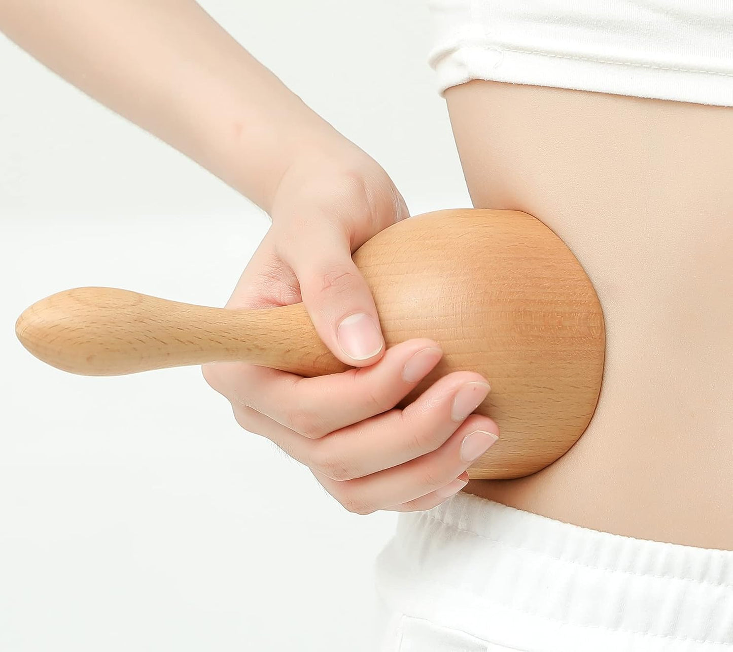 Handhleld Wood Swedish Cup Wooden Massager Wood Therapy Massage Tool Body Sculpting Tools for Maderotherapy,Lympahtic Drainage,Anti-Cellulite,Muscle Pain Relief -1 Piece-Rubber Wood