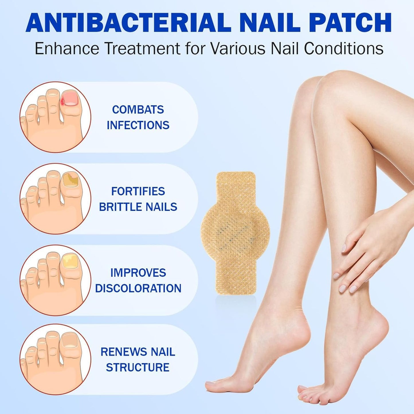 Toenail Patches, Nighttime Nail Repair, Breathable Foot Care, Crack and Discoloration Medication, Comfortable Adhesive, Pedicure Solution for Men Women Athletes Home Use