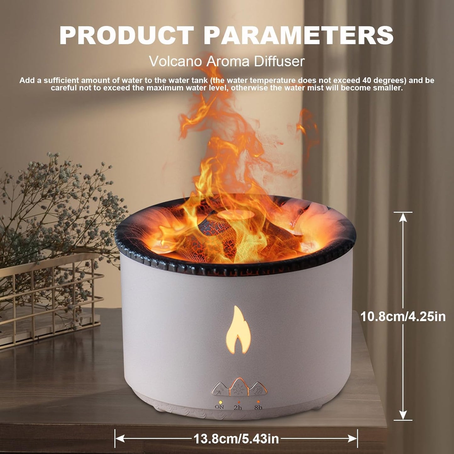 MINGPINHUIUS Volcano Flame Aroma Diffuser: 360ml Aromatherapy Humidifier Jellyfish/Flame 2 Mist Mode Air Humidifier Remote Control Super Quiet Oil Cold Mist Diffuser for Gym(Double Color Flame)