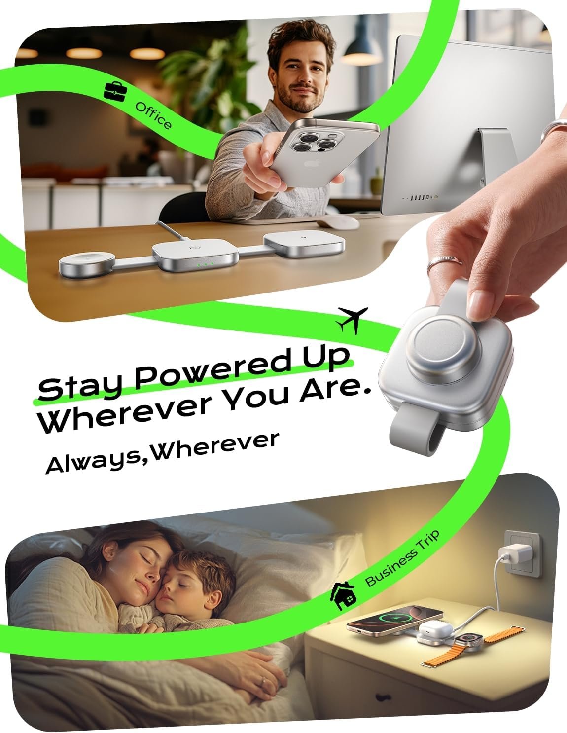 LISEN Qi2 15W Travel Charger for Multiple Devices, 3 in 1 Charger Wireless Charging Pad, Foldable Magsafe Wireless Charger for iPhone 15 14 13 12 Pro Max Plus Apple Watch Series Airpods