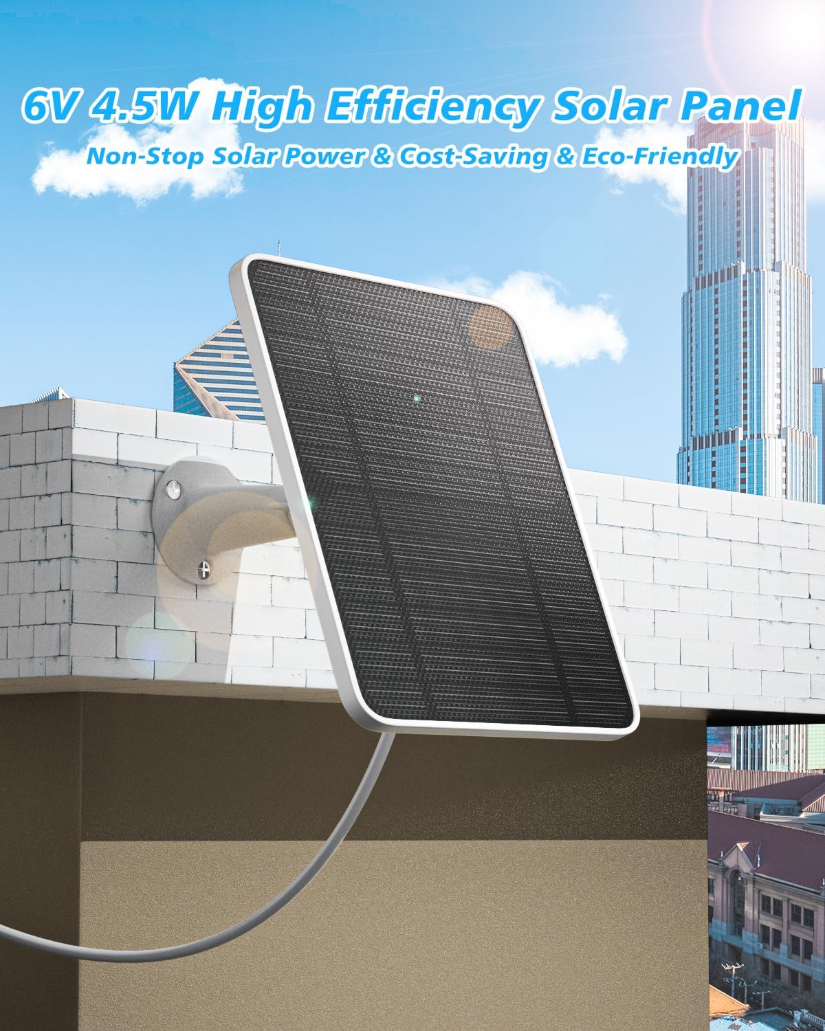 Solar Panel Charger Compatible with Arlo Ultra/Ultra 2/Pro 3/Pro 4/Pro 3 Floodlight Security Camera, 5V 4W Solar Panels Charging IP65 Weatherproof with 3M Charging Cable Adjustable Wall Mount (2 Pack)