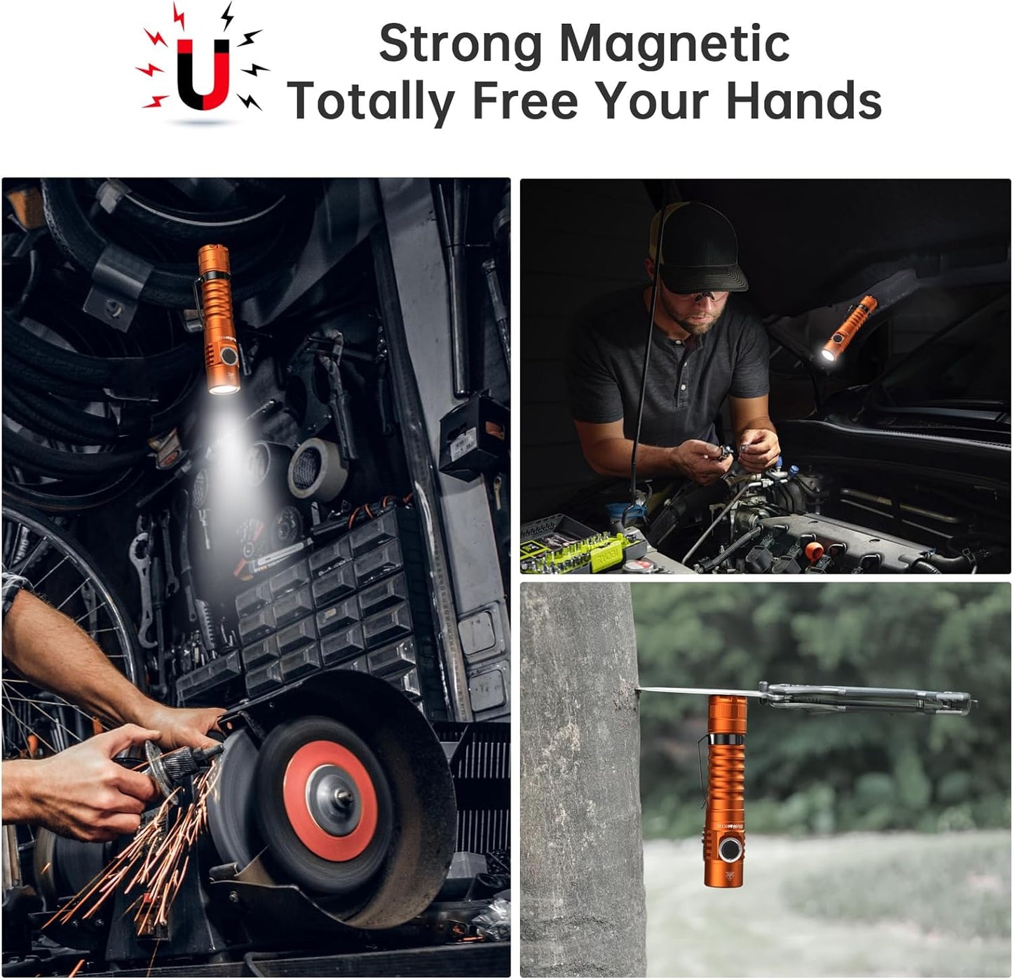 Wurkkos FC11C LED Flashlights Rechargeable -Small Powerful EDC Flashlight 90CRI 1200 High Lumen, IP67 Waterproof,Magnetic Tailcap,155M Beam Distance for Garden Dog Walking Emergency(Orange 4000K)