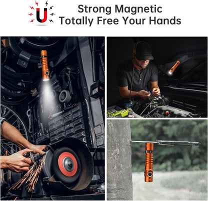 Wurkkos FC11C LED Flashlights Rechargeable -Small Powerful EDC Flashlight 90CRI 1200 High Lumen, IP67 Waterproof,Magnetic Tailcap,155M Beam Distance for Garden Dog Walking Emergency(Orange 4000K)