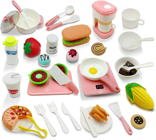 LESUNTINGKY 48-Piece Toddler Cooking Set with Realistic Stove & Utensils – Pretend Play Kitchen Toys for Kids (3-8 Years) BPA-Free, Skill-Developing, Christmas Birthday Gift