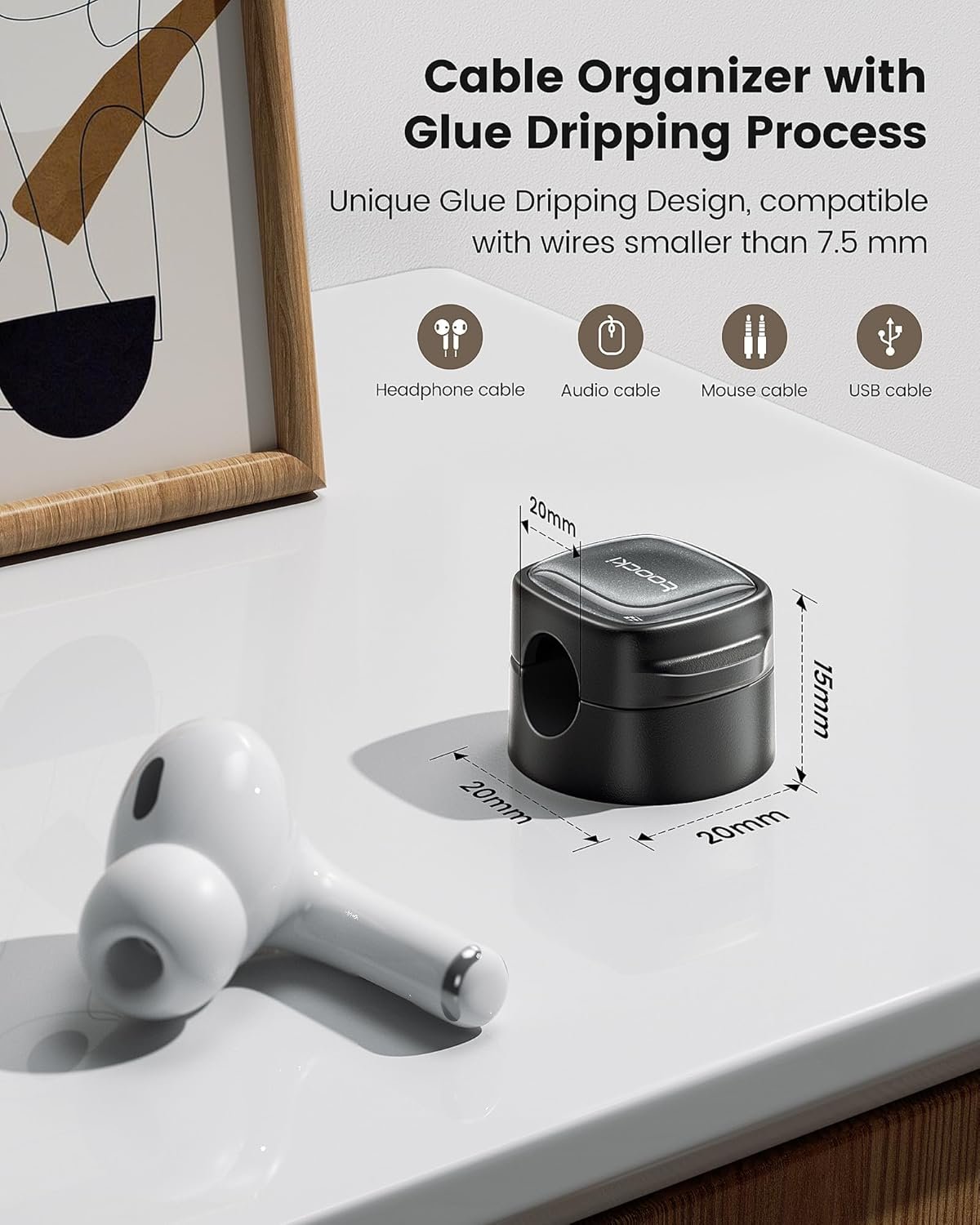 toocki 12 Pack Magnetic Cable Clips Holder, Cord Organizer Cable Management, [Cable Smooth Adjustable] Desk Cable Organizer, Adhesive Wire Organizer Keeper for Home Office Desk Phone Car Wall Desktop