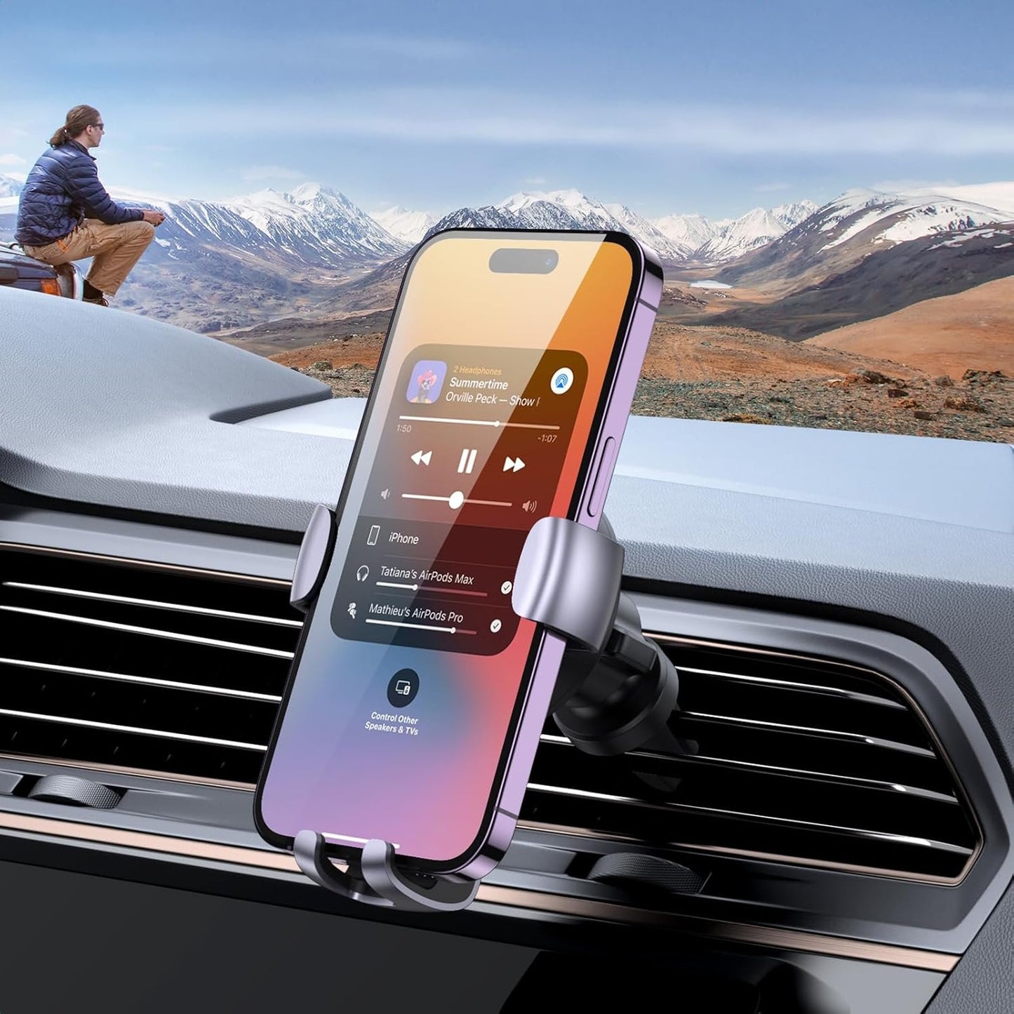 UGREEN Gravity Car Phone Holder, Car Air Vent Phone Holder, Compatible with iPhone 16 15 14 Plus Pro Max, Galaxy S24 Ultra S23 A14, Redmi Note 12 Pro, etc. Black