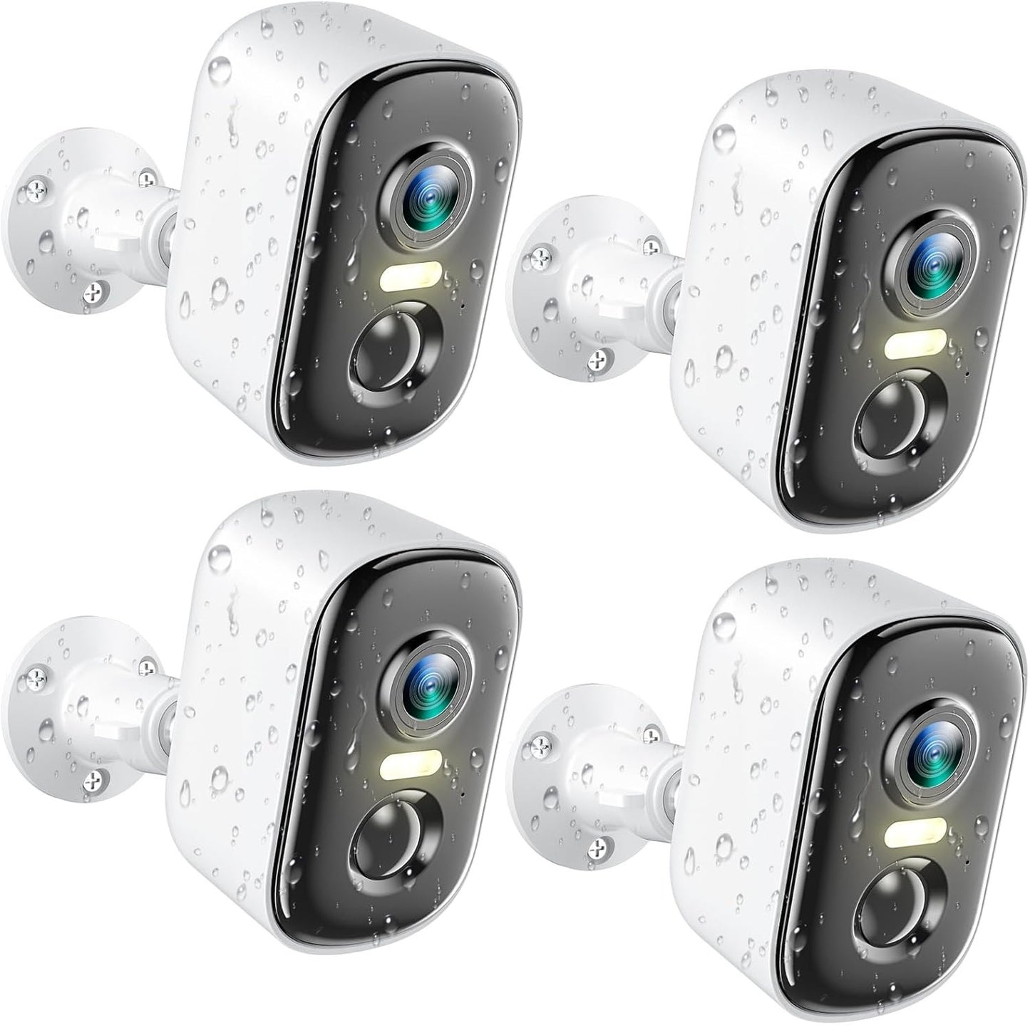 Outdoor Security Camera Wireless, 2K Battery Powered WiFi Cameras for Home Security with AI Motion Detection, Color Night Vision, Siren Alarm, 2-Way Talk, IP66 Waterproof, Cloud/SD Storage (4 Pack)