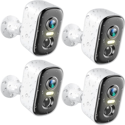 Outdoor Security Camera Wireless, 2K Battery Powered WiFi Cameras for Home Security with AI Motion Detection, Color Night Vision, Siren Alarm, 2-Way Talk, IP66 Waterproof, Cloud/SD Storage (4 Pack)
