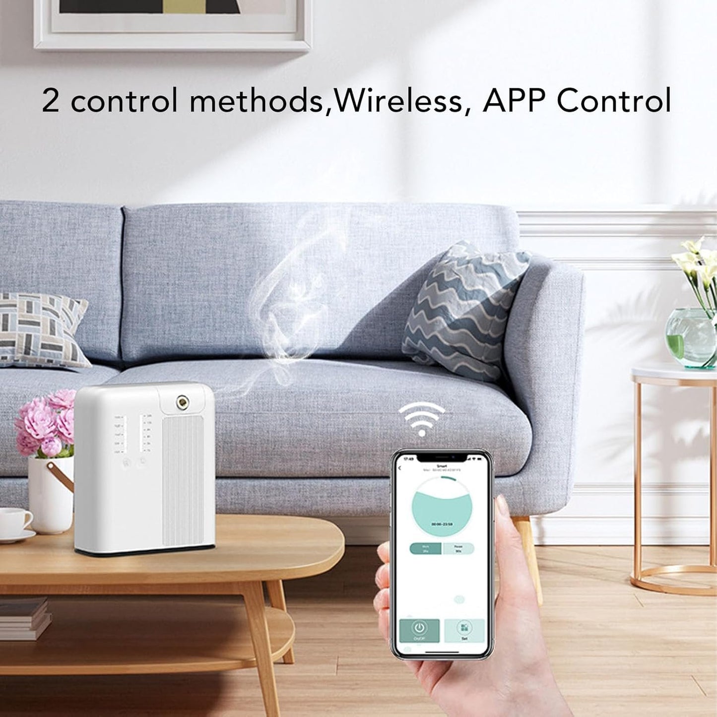 Smart Scent Air Machine, 300ml Capacity Portable Waterless Essential Oil Diffuser, 300-500Sq. Ft Coverage, APP Control Aromatherapy Diffuser for Large Room Home Hotel Spa Office