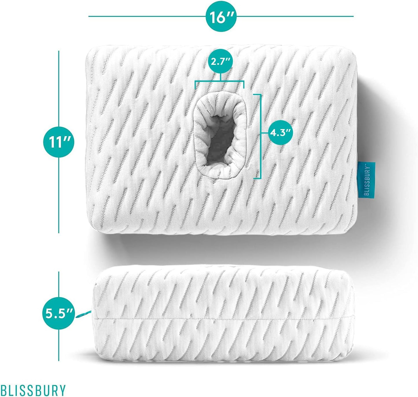 BLISSBURY Mini Ear Hole Pillow (Satin) | Travel-Friendly Memory Foam Pillow with Ear Hole | Soothing Space for Ear Pains | Comfortable Side Sleeping Pillow for Ear Piercings, Earplugs, and Headphones