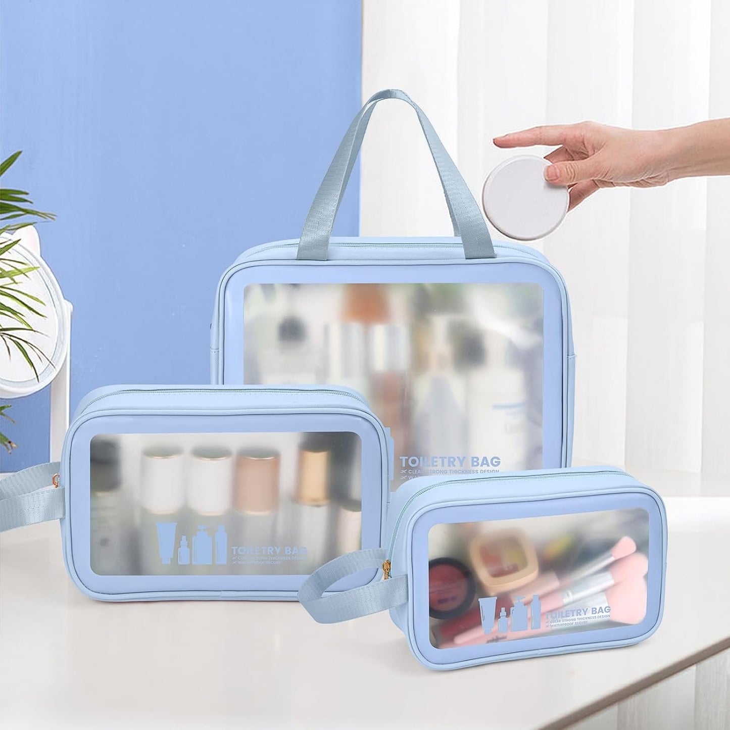 MAANGE Toiletry Bag for Women Men, Translucent Waterproof Makeup Cosmetic Bag Travel Organizer for Accessories, Toiletries