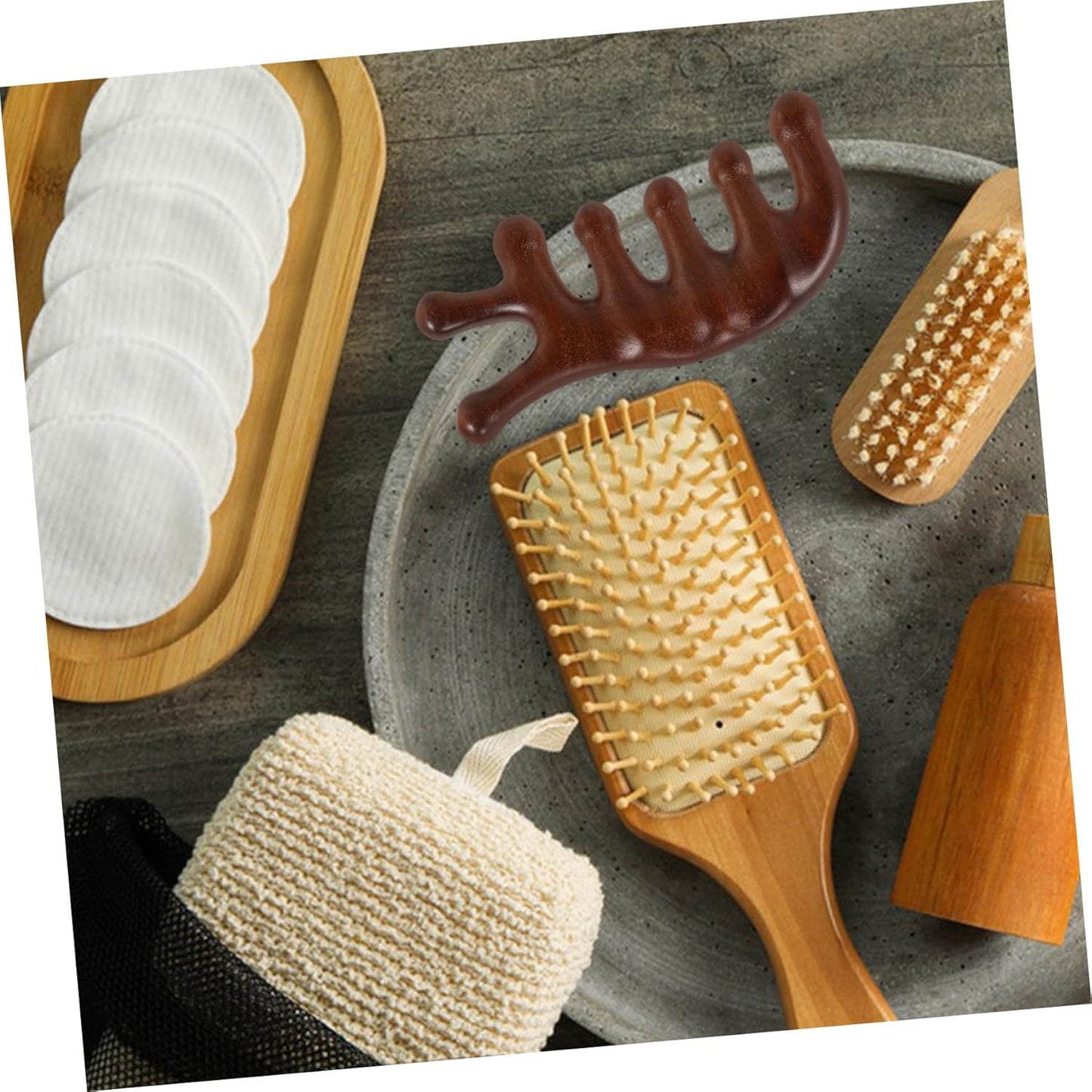 BESTYASH Massaggiatore Per La Testa Pettine Toelettatura Shampoo Guasha Manuale Corpo Dente Attrezzo Facciale Accessori Per La Cura Dei Districante Palmare Largo Di Legno Coffee