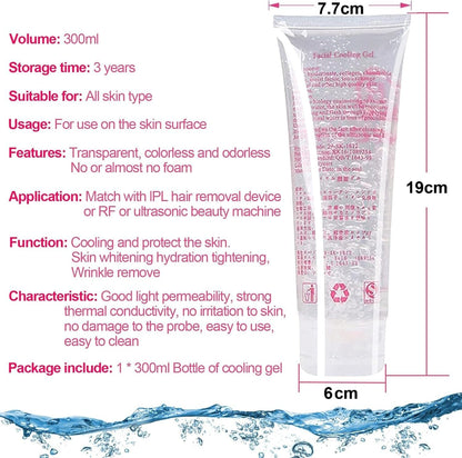 Cooling Conductive Gel for Laser Hair Removal Device and RF Radio Frequency Facial Body Skin Care Machine for Women and Men 300ML