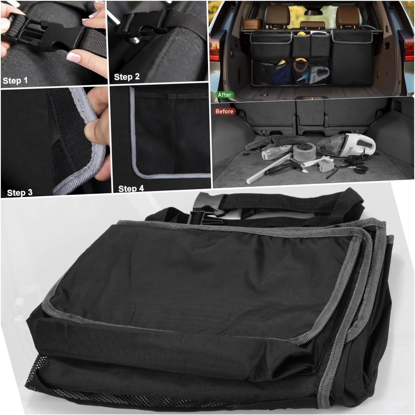 Taicols Car Trunk Organizer I Sport Touring Carbon Edition SUV - Spacious Storage, Backseat Hanging Bag, Tissue Holder, Car Trunk Organizer Backseat Hanging Storage Bag, Universal Car Accessories