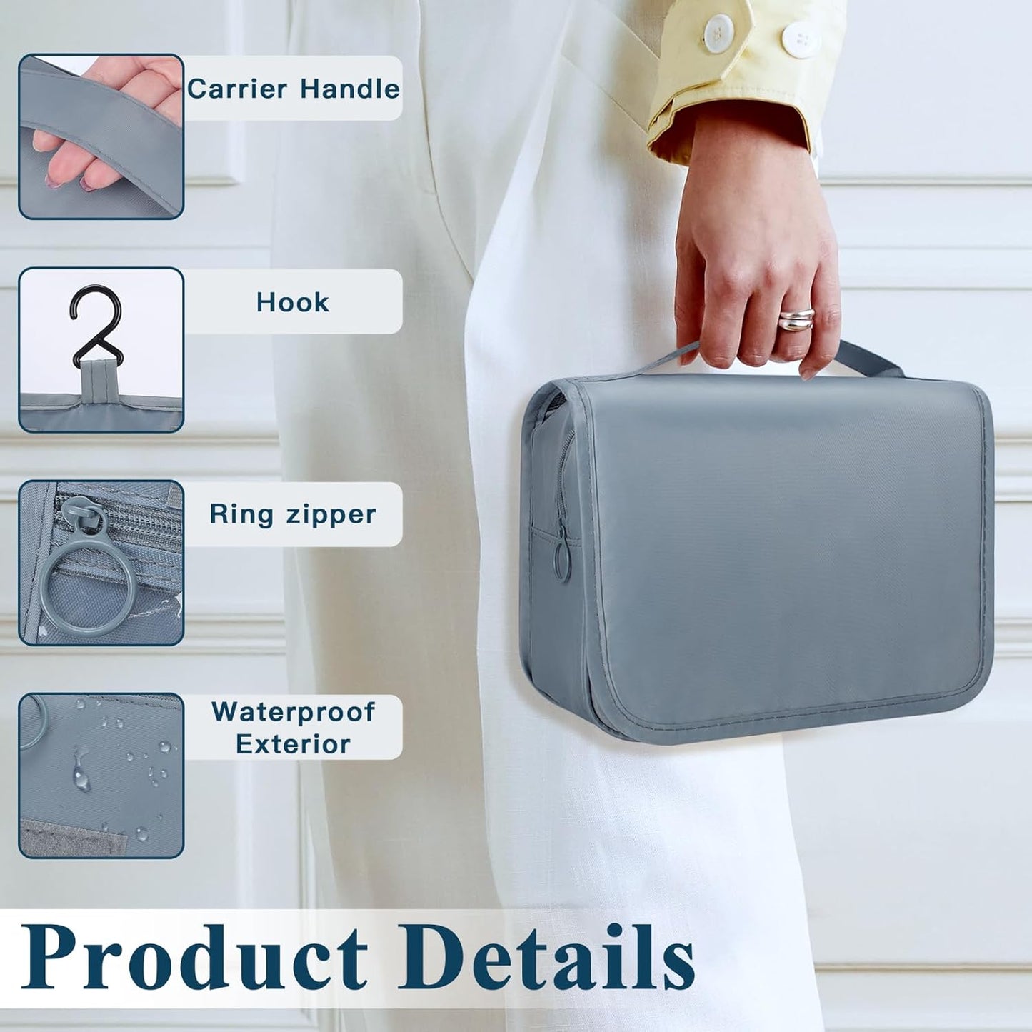 Zivacate Hanging Beauty Case, Waterproof Toiletry Bag for Women & Men, Portable Folding Makeup Bag