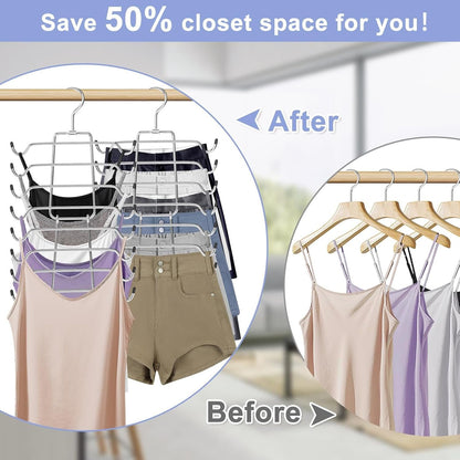 PUPPYCUTE 2 Pack Tank Tops Hangers, Bra Hanger Space Saving Closet Organizer, Apartment College Dorm Room Essentials for Girls, Closet Organizers Organization and Storage for Tops Bras Pants or Skirt