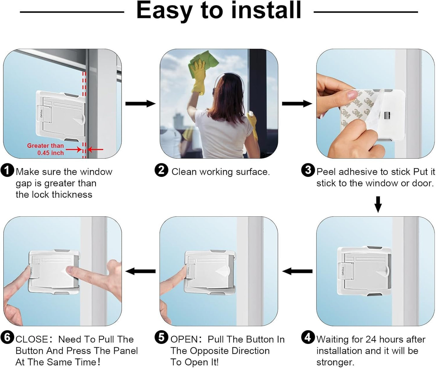 Sliding Door Lock,(4 Pack) Child Locks for Doors,Sliding Window Lock,Child Safety Door Locks,Sliding Door Child Lock,Sliding Glass Door Lock,with Strong 3m Adhesive Tape,No Drilling Tools Needed