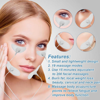 Firming Facial Massager - Lifting Facial Massager | Face Lift With Patch Pads | Ems Face Massage 8 Modes | Microcurrent Face Muscle Stimulator, Face Lifting Instrument For Face Slimming