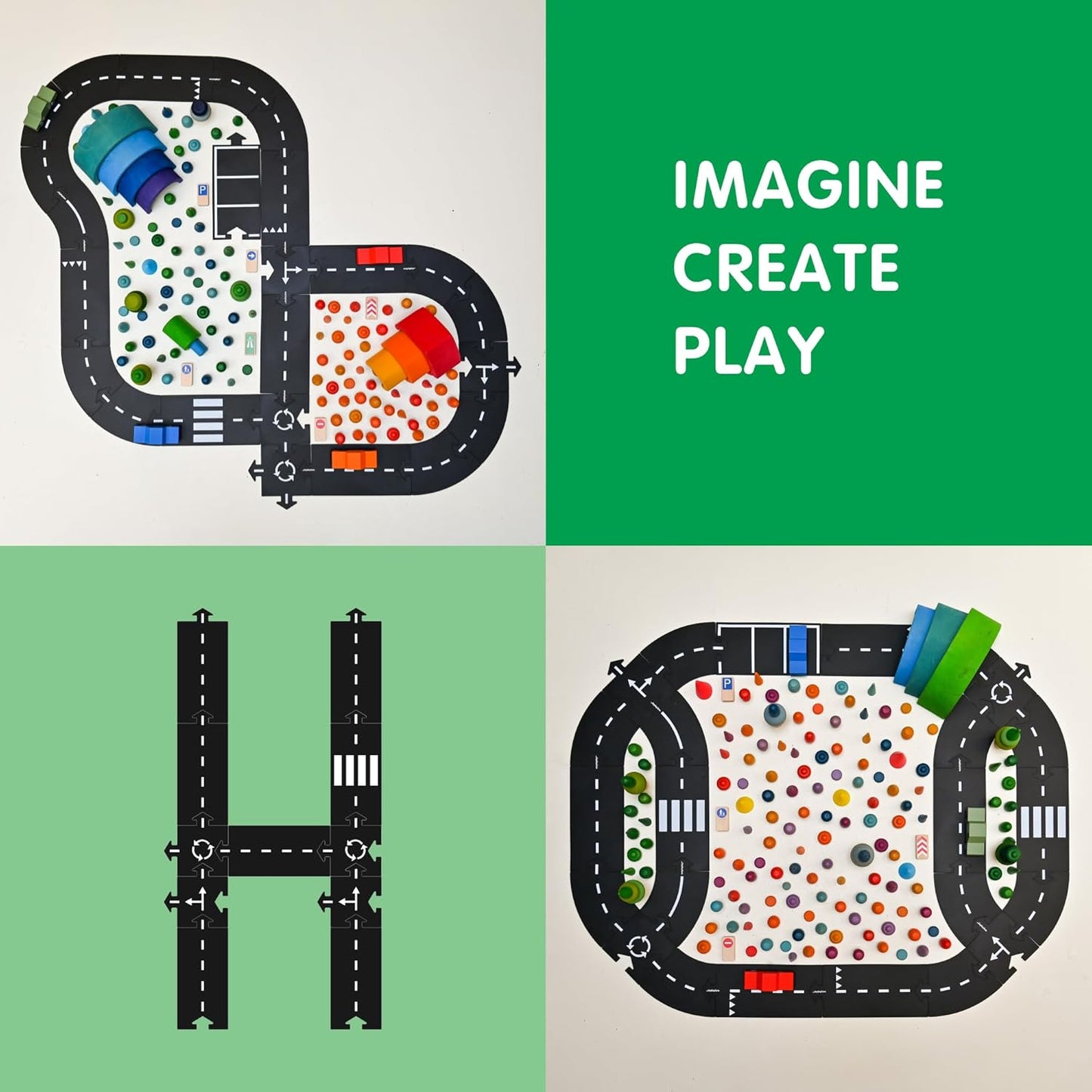 waytoplay -Starterset Highway 24 Pieces Black with White Stripes 27 x 14.5 x 7.5 cm