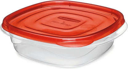 Rubbermaid TakeAlongs 2.9-Cup Square Food Storage Containers, 4-Pack, Chili Red