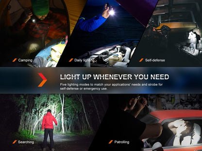 fenix PD35R Rechargeable Compact Long Range LED Torch | 1700 Lumens | 350m | 100 Hrs Max | USB-C | Tactical Tail Switch | Instant Strobe | IP68