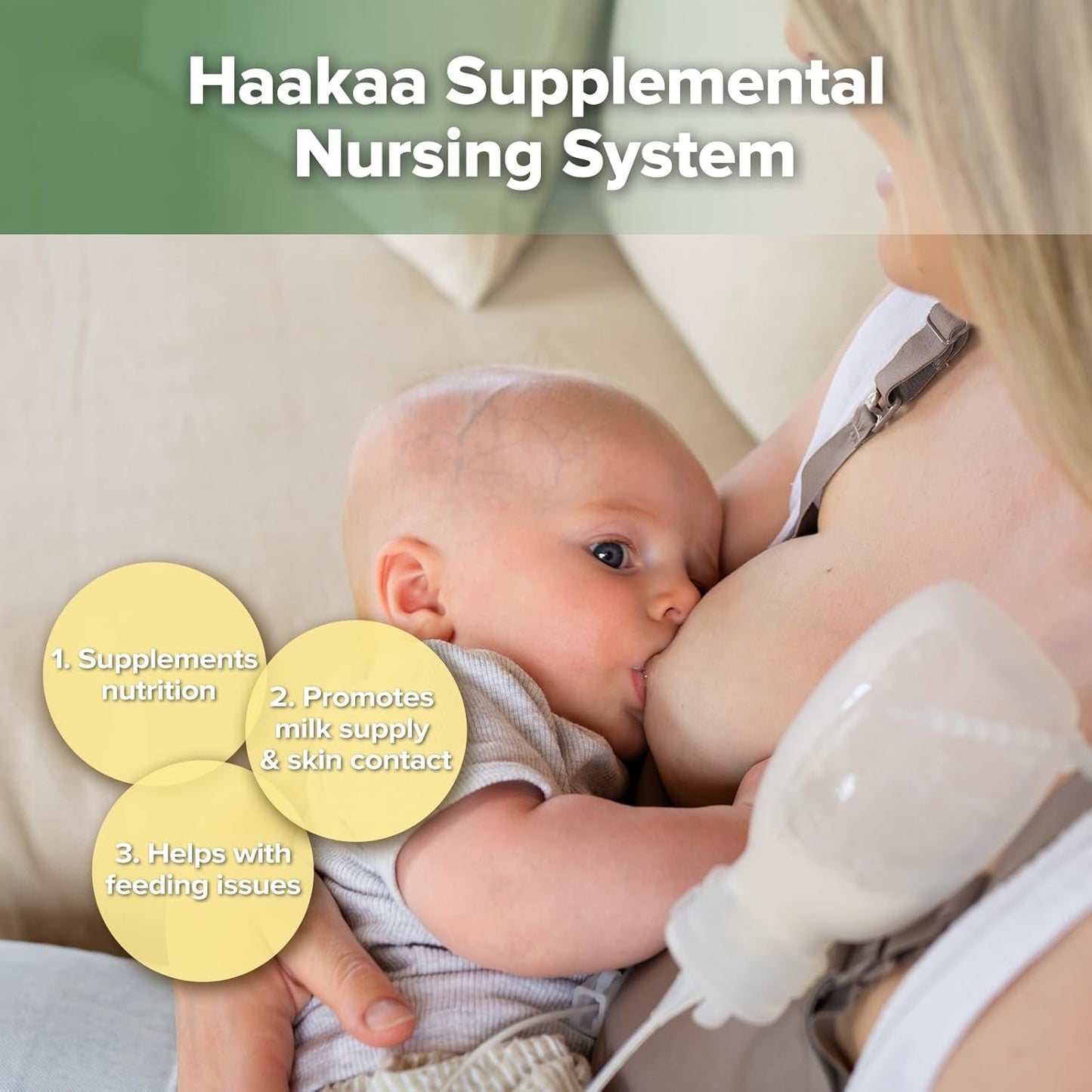 haakaa Supplemental Feeding Tube & Pouch Set,Baby Supplemental Nursing System,SNS Breastfeeding System,Food Grade Silicone