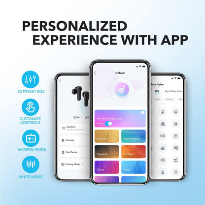 Soundcore by Anker P20i True Wireless Earbuds, 10mm Drivers with Big Bass, Bluetooth 5.3, 30H Long Playtime, Water-Resistant, 2 Mics for AI Clear Calls, 22 Preset EQs, Customization via App (Black)