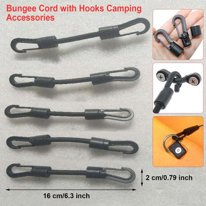 Taicols Bungee Cord with Hooks Camping Accessories, 5 Pcs Adjustable Bungee Cords, Duty Elastic Cord Durable Rubber Canopy Ties Perfect Safety Tool Leash Elastic Tie for Camping Luggage Tents Bike