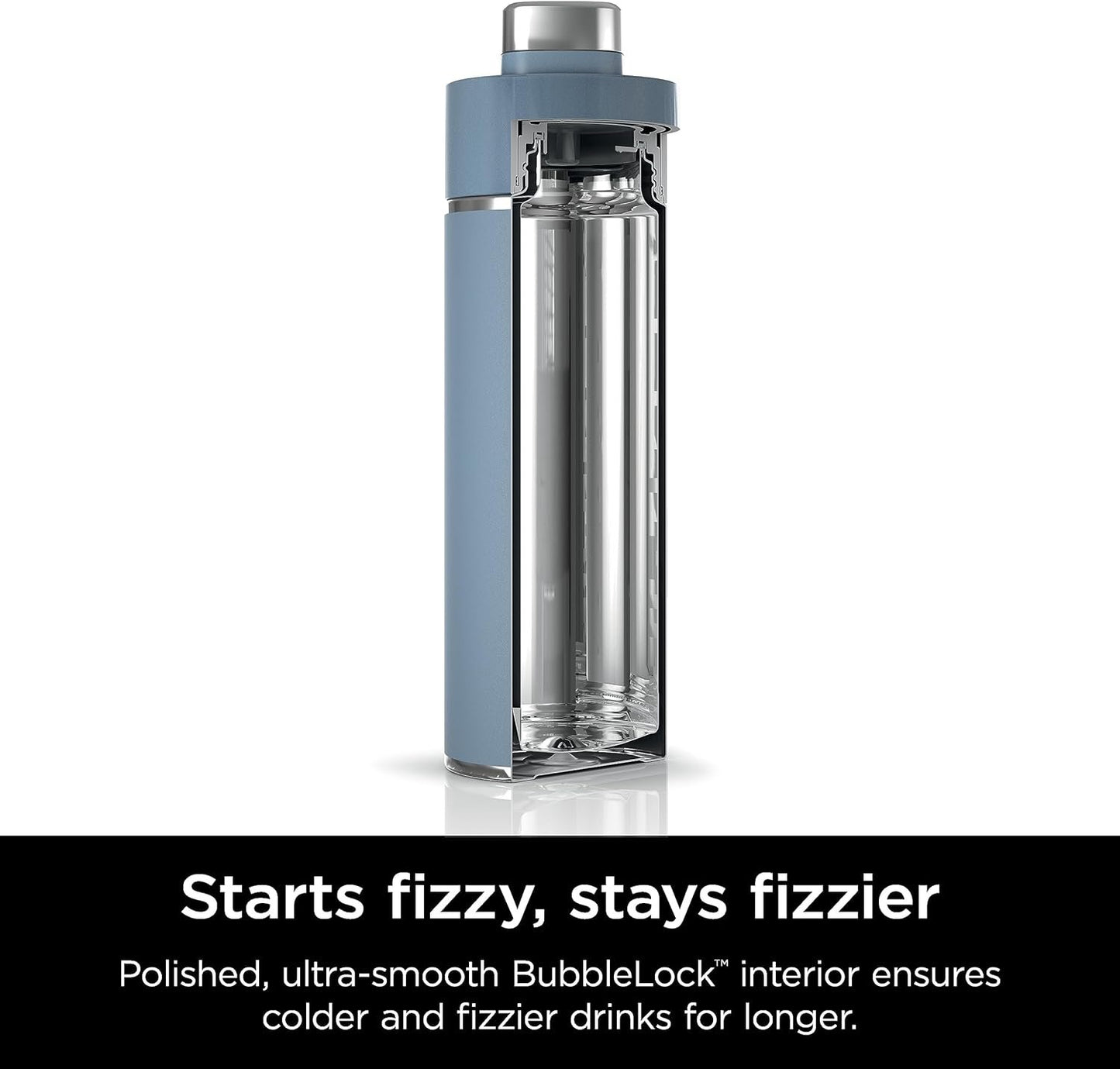 Ninja Thirsti 24oz Travel Bottle for Sparkling Drinks, Fizzier Longer, Leak Proof, 24 Hours Cold, Dishwasher Safe, Insulated Tumbler, Blue, DW2401CBL (Canadian Version)