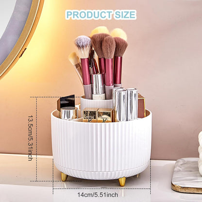 Cayxenful Pencil Holder For Desk,5 Slots 360°Degree Rotating Desk Organizers And Accessories,Desktop Storage Stationery Supplies Organizer, Cute Pencil Cup Pot For Office, School, Home (White)