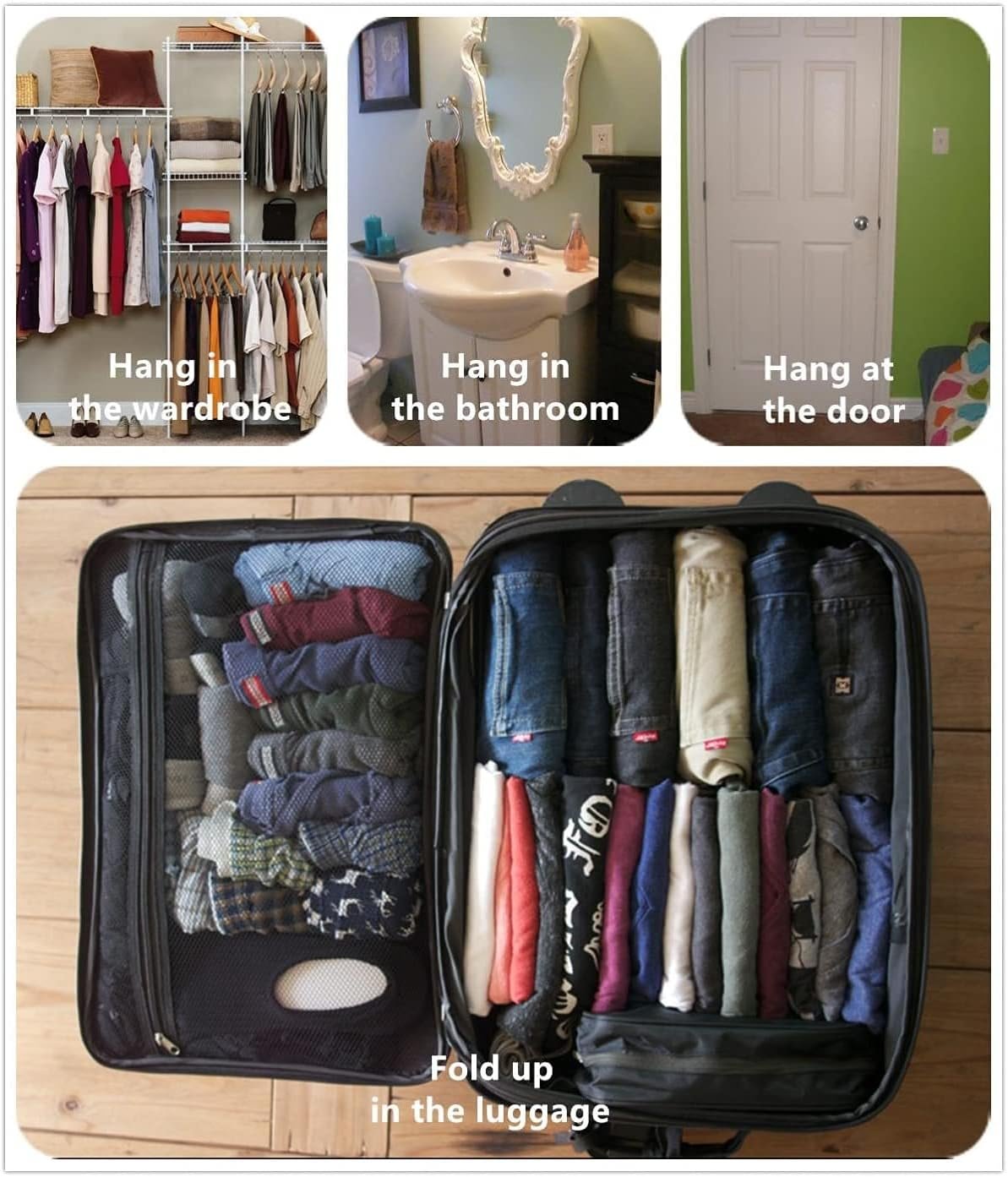 Wodison Foldable Clear Hanging Travel Toiletry Bag Cosmetic Organiser Storage