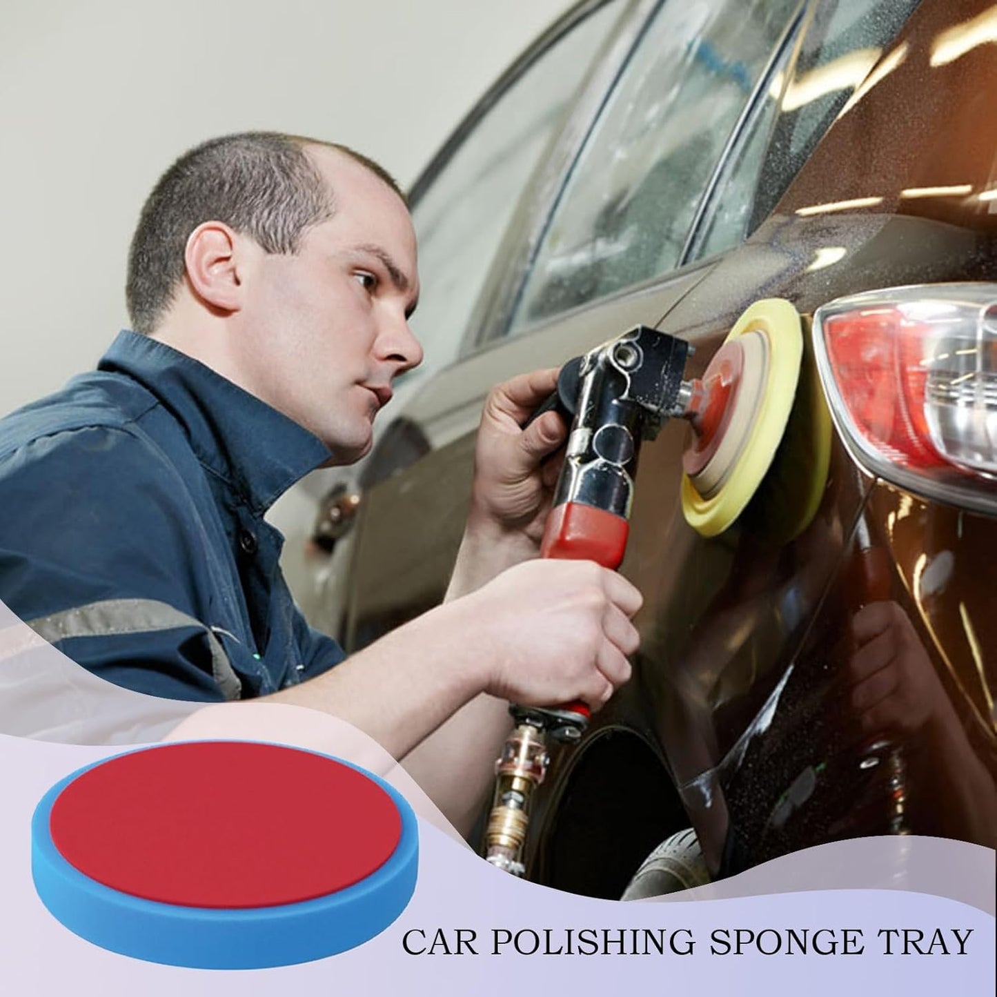 Wax Applicator Pad, Reusable Polishing Pad, Sponge Material, Soft Foam Car Care Tool, Ideal For Tire Dressing, Interior Exterior Detailing, For Dashboard Cleaning, 5.91x5.91x0.98 In, 1 Pack