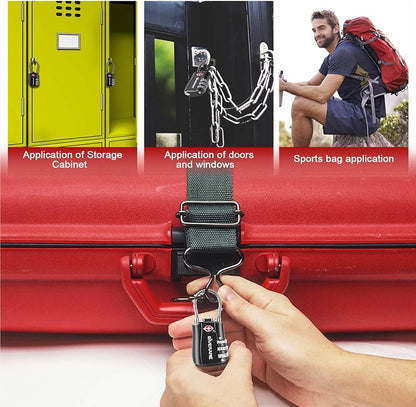 MAEZOE 4 Pack TSA Approved Luggage Locks, Combination Travel Cable Lock, 3-Digit Waterproof Padlock with Alloy Body, Keyless Resettable Suitcase Locks for Travel, Lockers, Bags, Backpack, Gym