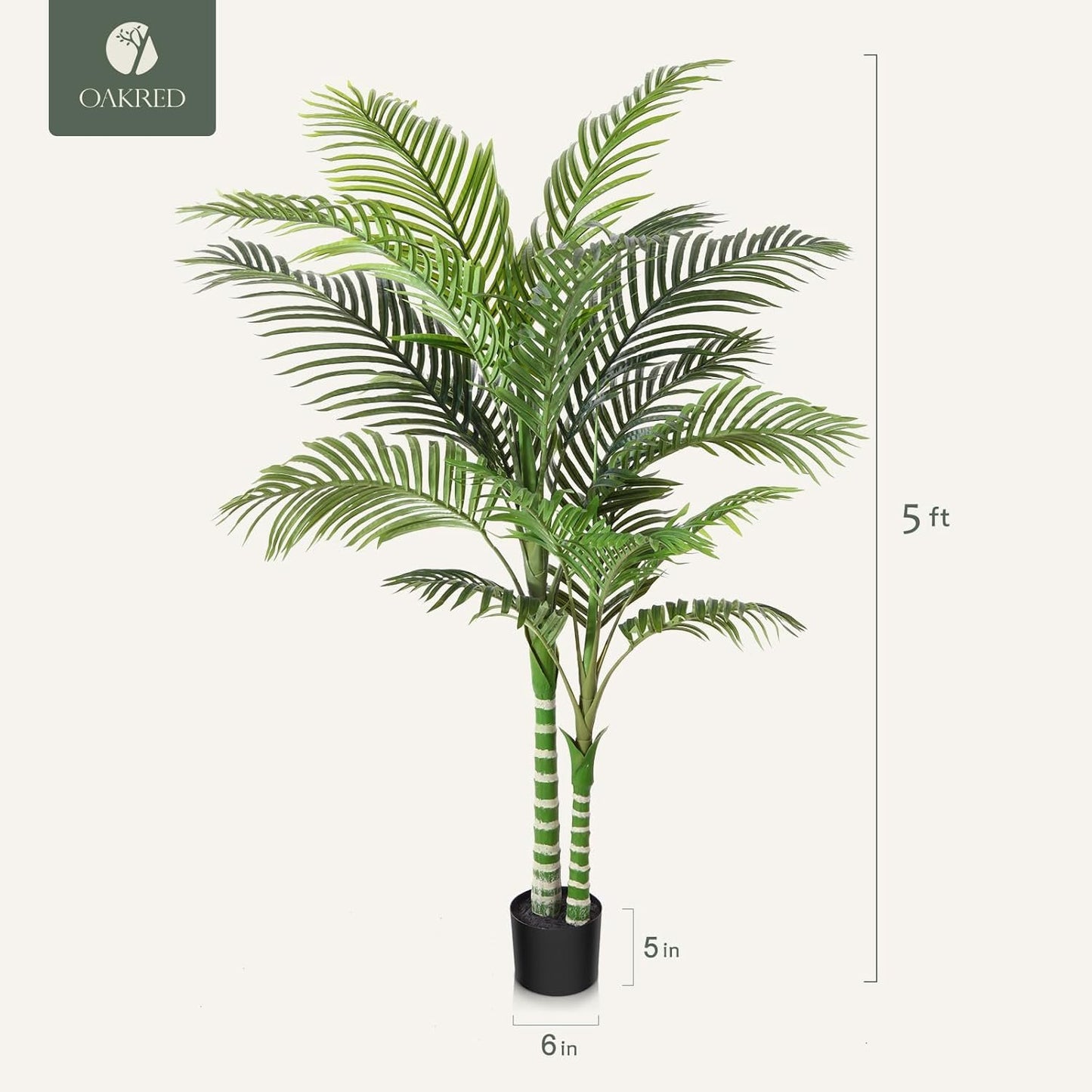 OAKRED Artificial Golden Cane Palm Tree,5FT Tall Fake Plant Faux Palm Plants for Indoor,Artificial Plants for Office Home Living Room Patio Decor