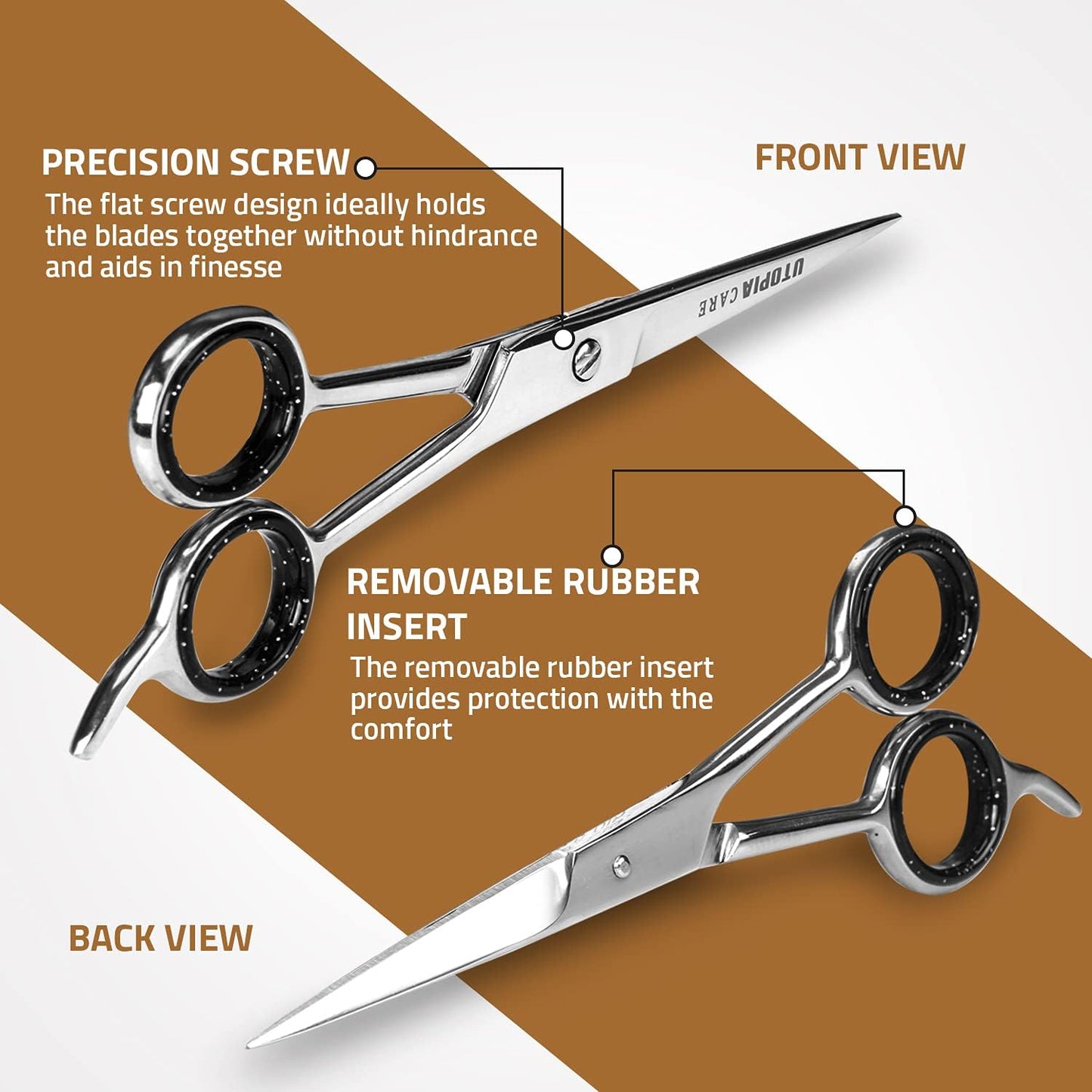 Utopia Care Hairdressing Scissors - 6.5" Sharp Stainless Steel Hair Cutting Scissors and Barber Salon Hair Scissors for Professional Hairdressers, Men, Women, Children and Adults (Silver)