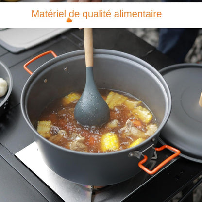 Camping Pot, Portable large Capacity Pan, Heat Resistant Lightweight Steamer, Perfect Picnic Gear 11,81 x 7,48 Inch for Backpacking, Outdoor Travel, Hiking, Boiling Meals Efficiently