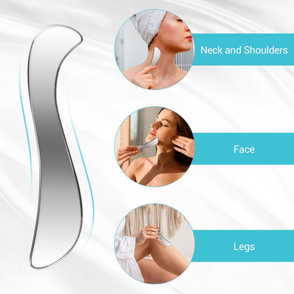 Gua Sha Facial Tool, 3 in 1 Stainless Steel Gua Sha Set, Scraping Massage Tool, Cupping Therapy Set Muscle Scraper for Arms, Back, Legs, Neck Reduce Soreness